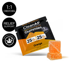 CleanAF Broad Spectrum CBG + CBD Relief Gummies - Orange