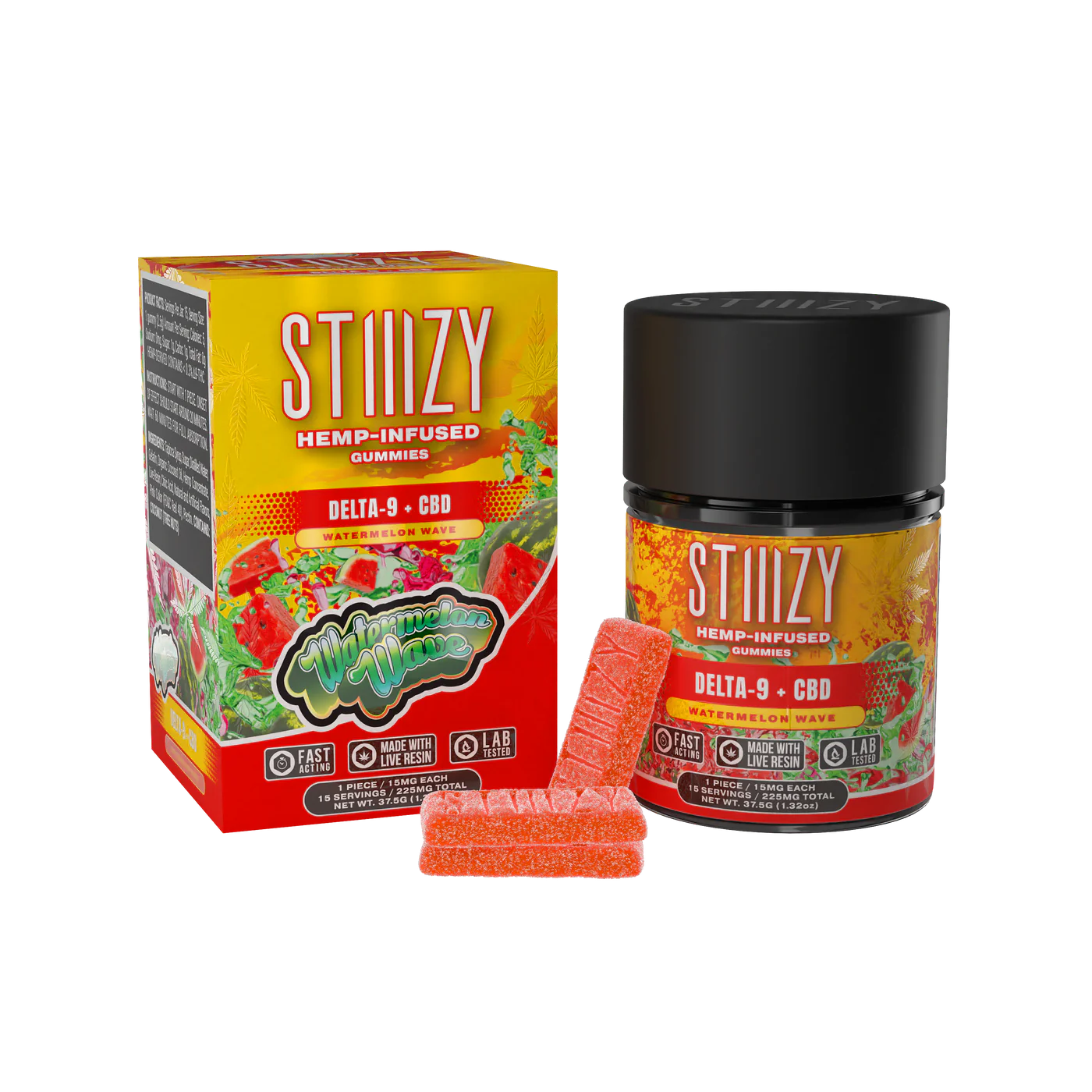 Stiiizy Delta 9 Hemp-Infused Gummies 15 MG Per Gummy(15 Count)