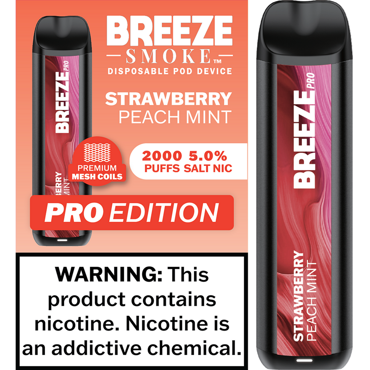 Breeze Smoke Pro 2000 Strawberry Peach Mint